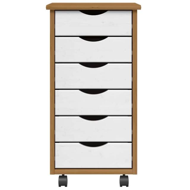 Berkfield Home Rolling Cabinet with Drawers MOSS Honey Brown Solid Wood Pine - image 1