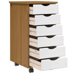 Berkfield Home Rolling Cabinet with Drawers MOSS Honey Brown Solid Wood Pine - thumbnail 6