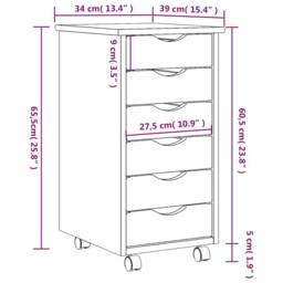 Berkfield Home Rolling Cabinet with Drawers MOSS Honey Brown Solid Wood Pine - thumbnail 9
