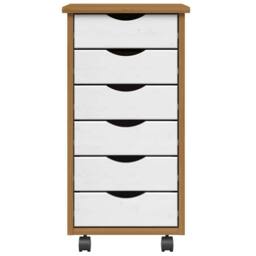 Berkfield Home Rolling Cabinet with Drawers MOSS Honey Brown Solid Wood Pine - thumbnail 1
