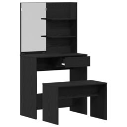 Berkfield Home Dressing Table Set Black Oak Engineered Wood - thumbnail 5