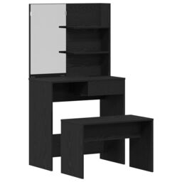 Berkfield Home Dressing Table Set Black Oak Engineered Wood - thumbnail 2
