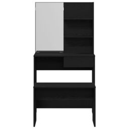 Berkfield Home Dressing Table Set Black Oak Engineered Wood - thumbnail 8