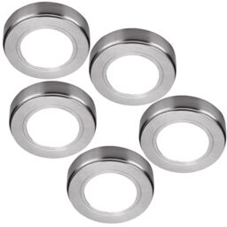 Loops 5x CHROME Round Surface or Flush Under Cabinet Kitchen Light Kit - 240V Mains Powered - Natural White LED - thumbnail 5