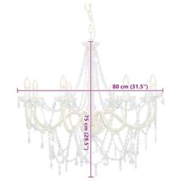 Berkfield Home Chandelier with Beads White 8 x E14 Bulbs - thumbnail 8