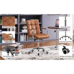 KORVIXA Retro Brown Leather Executive Computer Chair - Size: 100 cm - thumbnail 3