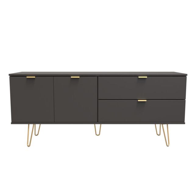 Ready Assembled 2 U Fuji 2 Drawer 2 Door Wide Sideboard (Ready Assembled) in Dark Grey - Size: Large - image 1