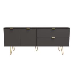 Ready Assembled 2 U Fuji 2 Drawer 2 Door Wide Sideboard (Ready Assembled) in Dark Grey - Size: Large - thumbnail 1
