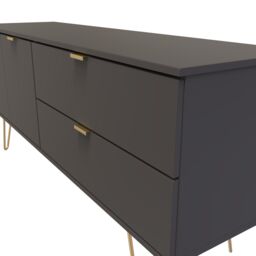 Ready Assembled 2 U Fuji 2 Drawer 2 Door Wide Sideboard (Ready Assembled) in Dark Grey - Size: Large - thumbnail 4