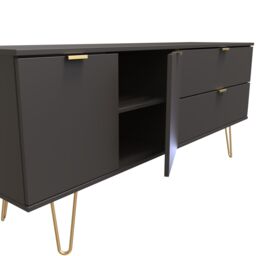 Ready Assembled 2 U Fuji 2 Drawer 2 Door Wide Sideboard (Ready Assembled) in Dark Grey - Size: Large - thumbnail 6