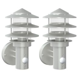 Berkfield Home Outdoor Wall Lights with Sensors 2pcs Silver Stainless Steel - thumbnail 2