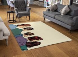 Benjamin Tate Design A Crowd Of Spectators Stand Back Retro Style Pop Art Designer Rug in Natural - Size: Large - thumbnail 2