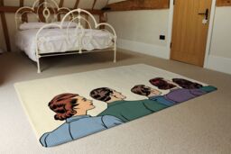Benjamin Tate Design A Crowd Of Spectators Stand Back Retro Style Pop Art Designer Rug in Natural - Size: Large - thumbnail 3
