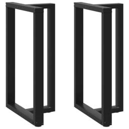 Berkfield Home Modern Bar Table Legs T-Shaped¬†2 pcs Black 60x35x(100-101) cm Steel - thumbnail 2