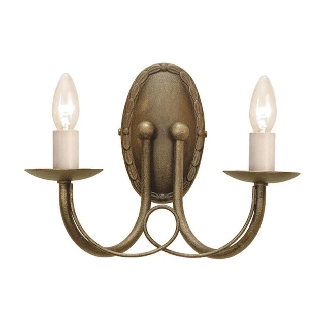 Netlighting Minster 2 Light Indoor Candle Wall Light Black Gold E14