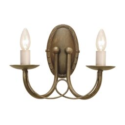 Netlighting Minster 2 Light Indoor Candle Wall Light Black Gold E14