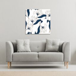 Benjamin Tate Design White Flowers (Canvas Print) / 46 x 46 x 4cm in Natural - Size: 46 x 46 x 4 cm - thumbnail 1