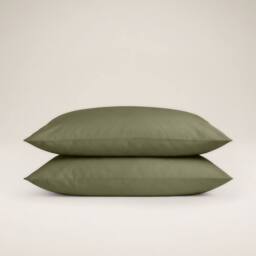 Bedable Sateen Cotton Pillowcase Pair 480 Thread Count in Green - Size: Standard Pillow Case