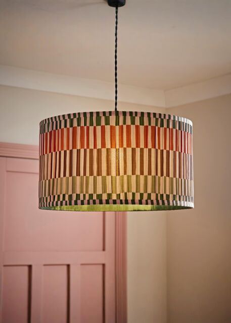 ValueLights Rae Pleated Stripe Neutral Drum Easy Fit Light Lamp Shade with Bulb in Natural - Size: Large - image 1