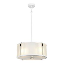 Loops 3 Bulb Ceiling Pendant White Satin Painted / Highly Polished Nickel LED E27 60W in Metallics