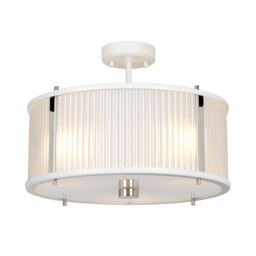 Loops 3 Bulb Ceiling Pendant White Satin Painted / Highly Polished Nickel LED E27 60W in Metallics - thumbnail 4