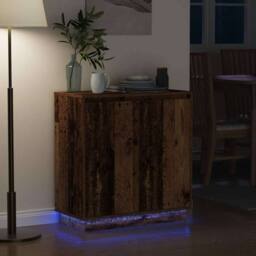 Berkfield Home Sideboard with LED in Old Wood - 71x34.5x75 cm Engineered Wood in Brown - thumbnail 6