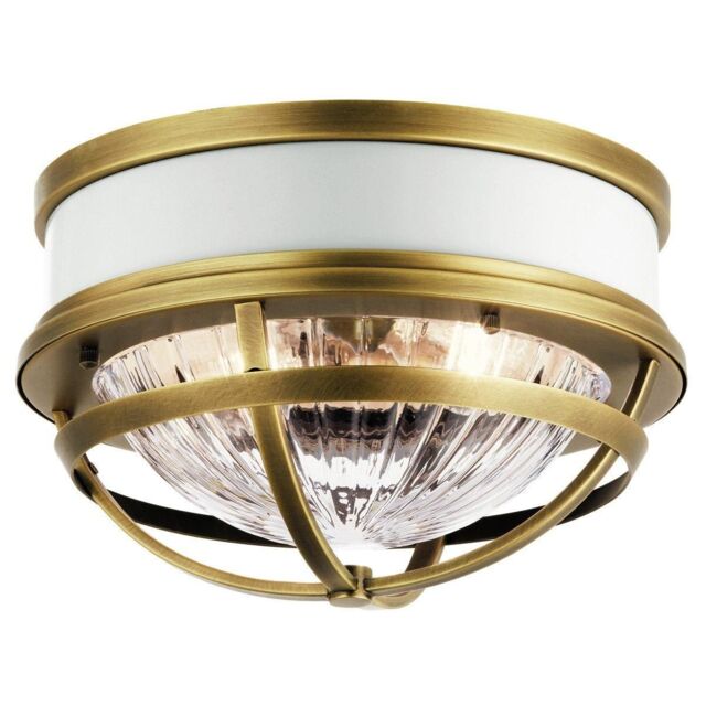 Netlighting Kichler Tollis Bowl Semi Flush Ceiling Light Natural Brass & White in Yellow - image 1