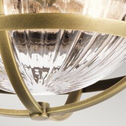 Netlighting Kichler Tollis Bowl Semi Flush Ceiling Light Natural Brass & White in Yellow - thumbnail 3