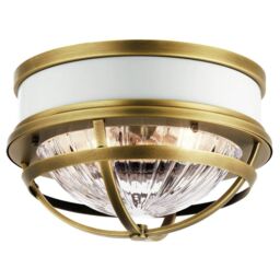 Netlighting Kichler Tollis Bowl Semi Flush Ceiling Light Natural Brass & White in Yellow