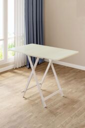 Living and Home 5pcs Folding Table and 4 Chairs Set Indoor Outdoor Bistro Kitchen Dining Set Furniture in White - thumbnail 2