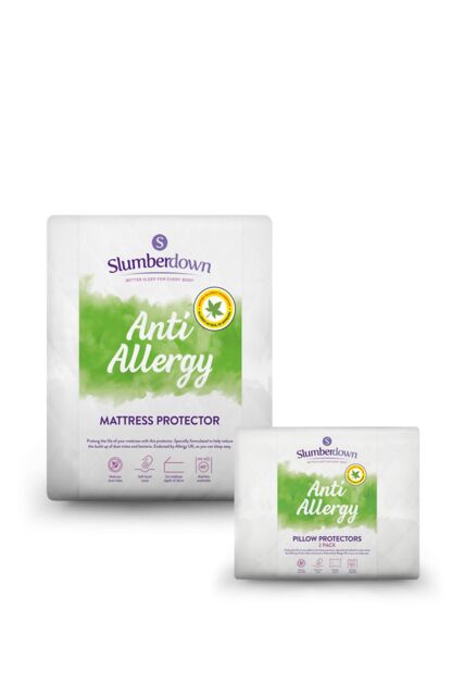 Slumberdown Anti Allergy Mattress Protector With 2 Pillow Protectors in White - Size: Single Fitted - image 1