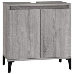 Berkfield Home Sink Cabinet Grey Sonoma 58x33x60 cm Engineered Wood - Size: 58 x 33 x 60 cm - thumbnail 2