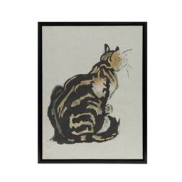 "Artery8 Sitting Cat Art Nouveau Painting Steinlen Black Framed Canvas Wall Art in Brown - Size: W18"" x H24""" - thumbnail 1