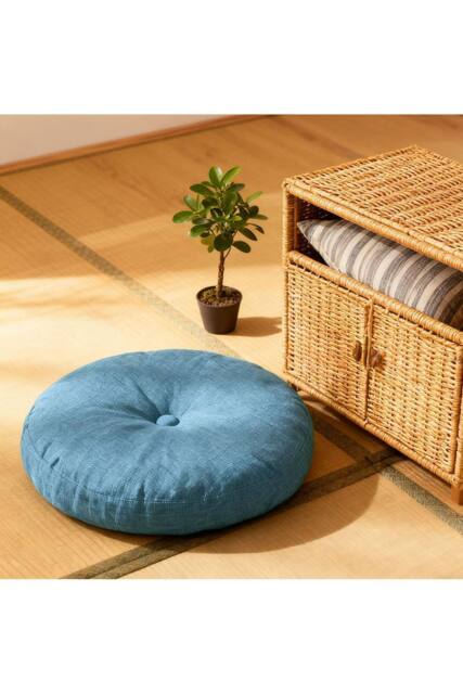 Living and Home Bohemian Style Detachable Round Floor Cushion in Blue - image 1
