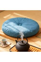 Living and Home Bohemian Style Detachable Round Floor Cushion in Blue - thumbnail 3