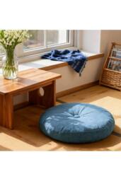 Living and Home Bohemian Style Detachable Round Floor Cushion in Blue - thumbnail 4