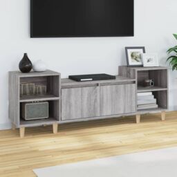 Berkfield Home TV Cabinet Grey Sonoma 160x35x55 cm Engineered Wood - Size: 160 x 35 x 55 cm - thumbnail 1