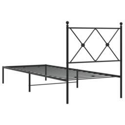 Berkfield Home Metal Bed Frame without Mattress with Headboard Black 80x200cm - Size: 80x200 cm - thumbnail 6