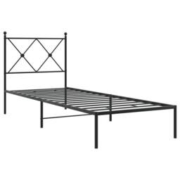 Berkfield Home Metal Bed Frame without Mattress with Headboard Black 80x200cm - Size: 80x200 cm - thumbnail 3
