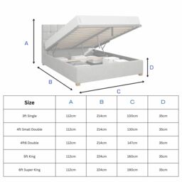 Aspire Sinatra Upholstered Ottoman Storage Bed, Eire Linen Fabric in Off-White - Size: Super King - thumbnail 3
