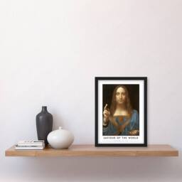 "Artery8 Leonardo Da Vinci Saviour Of The World Salvator Mundi Framed Art Print in Black - Size: W12"" x H16""" - thumbnail 4