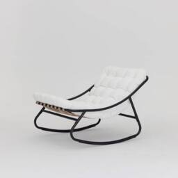 Home Detail Marbella Black Garden Rocking Chair with Grey Cushions in Ivory - thumbnail 3