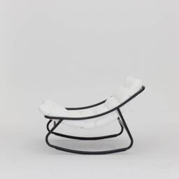 Home Detail Marbella Black Garden Rocking Chair with Grey Cushions in Ivory - thumbnail 4