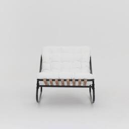 Home Detail Marbella Black Garden Rocking Chair with Grey Cushions in Ivory - thumbnail 2