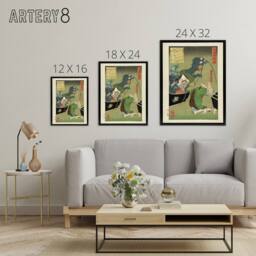 "Artery8 Tsukioka Yoshitoshi Greedy Old Woman Box of Demons Framed Canvas Art in Green - Size: W12"" x H16""" - thumbnail 4