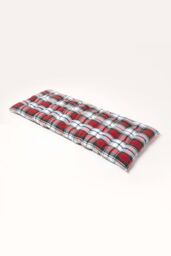 Homescapes Garden Bench Cushion Luxury 2 Seater Cotton Red Tartan Indoor Outdoor Pad - thumbnail 1