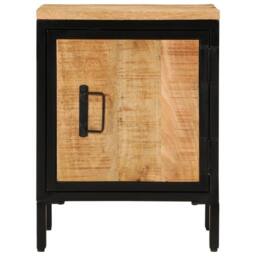 Berkfield Home Beautiful Bed Cabinet 40x30x52.5 cm Solid Rough Wood Mango in Brown - thumbnail 1