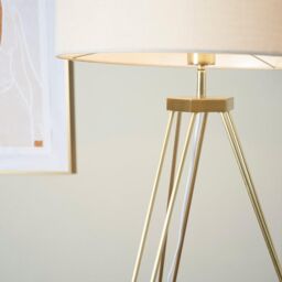 ValueLights Modern Gold Hairpin Design Tripod Floor Lamp With Beige Drum Shade - thumbnail 3