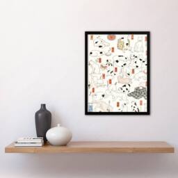 Artery8 Cats Vintage Japanese Ukiyo E Kuniyoshi Framed Wall Art Print in White - Size: A4 - thumbnail 2