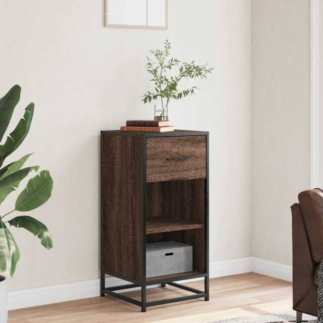 Berkfield Home Sideboard Brown Oak 35.5x35x76 cm Engineered Wood & Metal - image 1